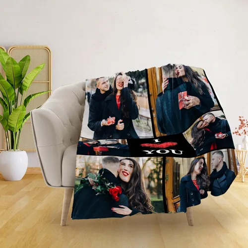 Vista 3 de Manta personalizada con foto, manta personalizada con imágenes, regalos personalizados para el día de San Valentín para mamá, papá, amigos, novio