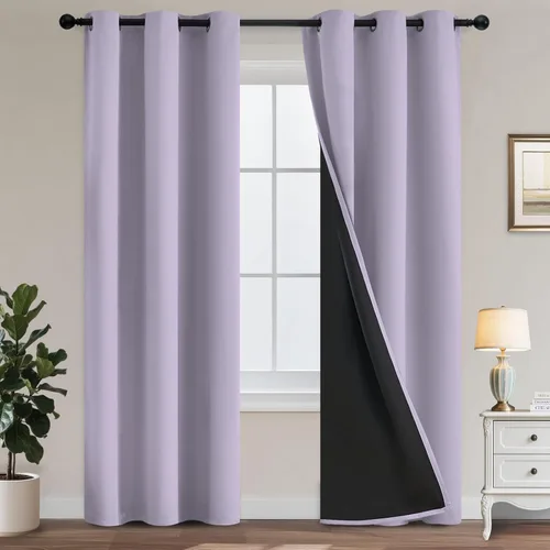 Vista 138 de Yakamok Cortinas negras, cortinas de ventana con aislamiento térmico y eficiencia energética para dormitorio, cortinas opacas completas y cortinas