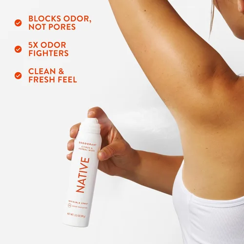 Vista 6 de Native Desodorante y spray corporal, almizcle cítrico y de hierbas, protección contra olores de 72 horas para axilas y cuerpo, sin aluminio, secado