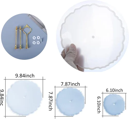 Vista 5 de Molde de silicona de resina de 3 niveles para tartas y postres, juego de moldes de fundición epoxi con accesorios de hardware para bricolaje