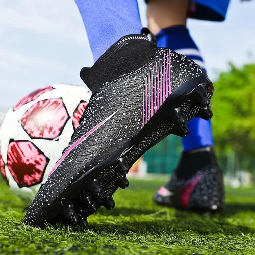 Vista 3 de Botines de fútbol para hombre, botas de fútbol atléticas de caña alta, para exteriores, interiores, entrenamiento profesional, tenis de fútbol
