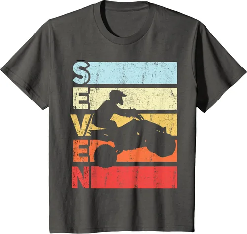 Vista 45 de ATV 7th Birthday Party ATV 4 Wheeler - Camiseta de cumpleaños temática cuádruple Negro