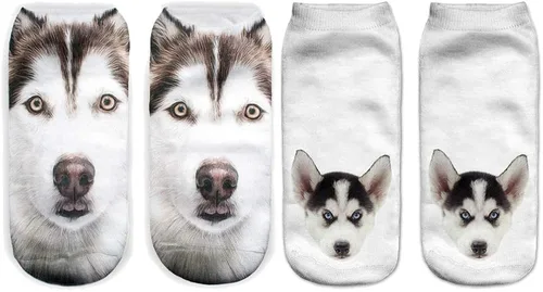 Vista 3 de Angelteers Calcetines de tobillo para perro Husky 3D divertidos para el verano