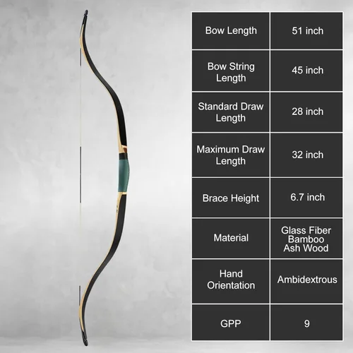 Vista 2 de AF Archery - Arco recurvo turco de 50 pulgadas, arco tradicional laminado 26 Turco