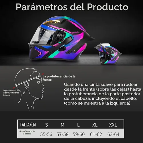 Vista 6 de Casco modular Bluetooth para motocicleta, certificado DOT, abatible, de cara completa, antivaho, doble máscara, casco de motocicleta de calle