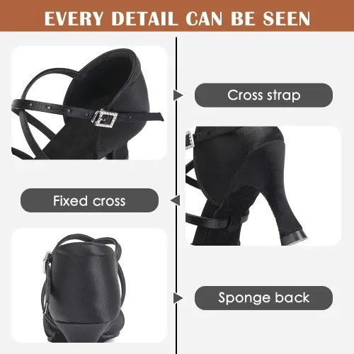 Vista 4 de Women's Ballroom Latin Dance Shoes Open Toe Professional Practice Performance Salsa Dance Heels