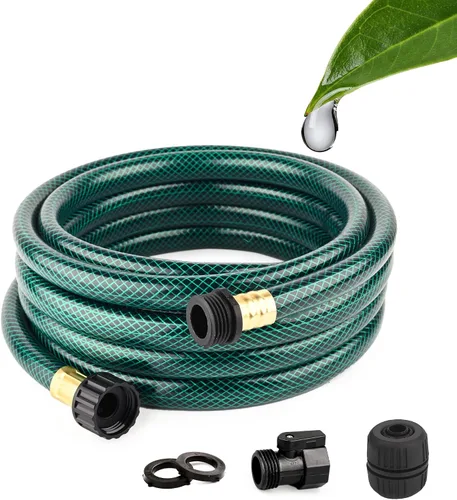 Vista 13 de Manguera de agua corta de 5/8 pulgadas: Manguera líder de PVC de 3 pies ligera y sin torceduras con accesorios de plástico para conexión de grifo a