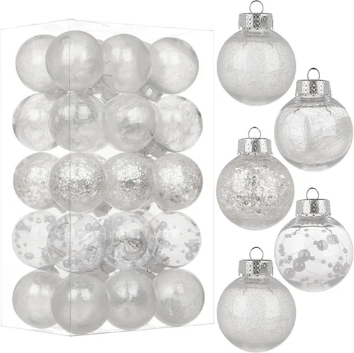 Vista 22 de Briful Bolas de Navidad de plástico transparente inastillables de 3.150 in/3.15 pulgadas, juego de bolas de Navidad decorativas transparentes