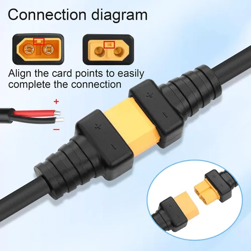Vista 4 de XT60 macho hembra enchufe para abrir cable de alimentación desnudo 1 par
