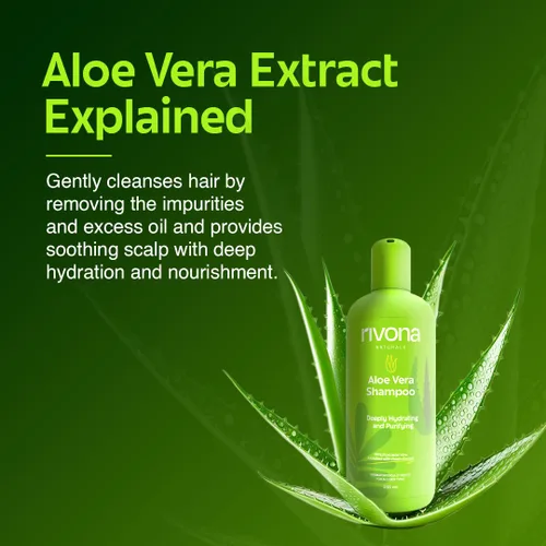 Vista 3 de RIVONA NATURALS Champú hidratante de aloe vera 99% puro con neem para cabello dañado, seco y encrespado, orgánico, natural, vegano, sin sulfato