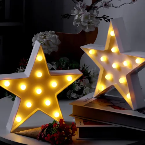 Vista 7 de Tarpop 2 piezas de luz nocturna de plástico con forma de estrella, funciona con pilas, luz LED de marquesina, lámpara de pared para sala de cine