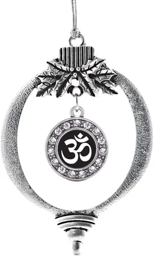 Vista 130 de Inspired Silver - Adorno con dije de cara de carlino - Adornos navideños de círculo de plata con joyas de circonita cúbica