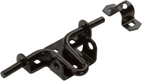 Vista 2 de National Hardware N165-506 Pestillo deslizante/corredera para puerta/puerta, negro satinado Se monta al ras en puertas y puertas batientes