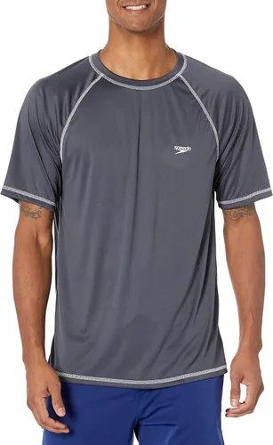 Vista 3 de Speedo - Camiseta de natación para hombre con protección UV, manga corta, ajuste holgado, fácil de ajustar Vidrio ártico suelto