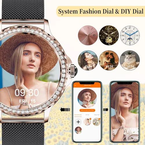 Vista 7 de Smart Watches for Women (Answer/Make Calls), 1.3” Fitness Tracker Watch with Heart Rate/Blood Pressure/SpO2/Sleep Monitor, IP68 Waterproof Smart