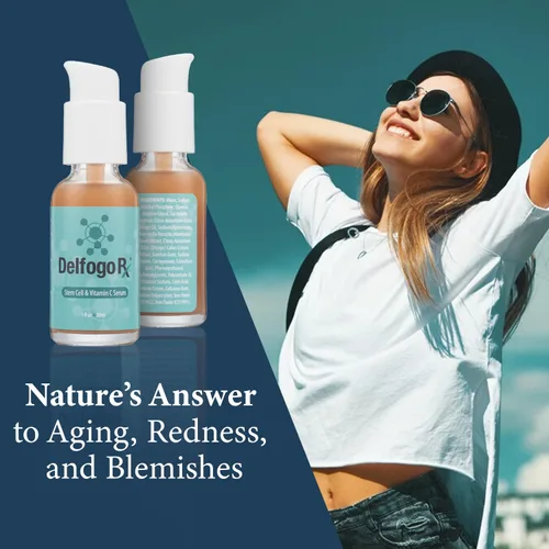 Vista 6 de Delfogo Rx - Suero de células madre con vitamina C para la cara, suero facial iluminador antienvejecimiento Cuidado de la piel hidratante