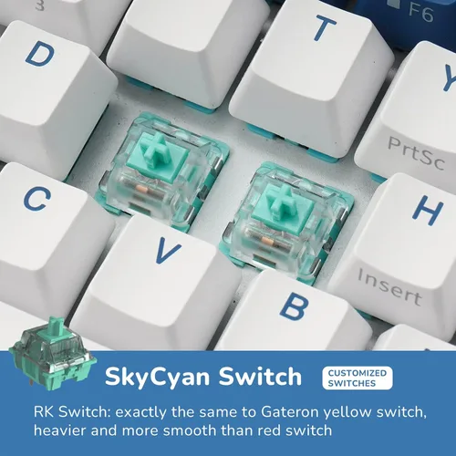 Vista 7 de RK ROYAL KLUDGE RK61 Plus Teclado Mecánico Inalámbrico, 60% Teclado Gaming con Bluetooth/2.4G/USB Cableado, Teclados PC Gaming Intercambiables