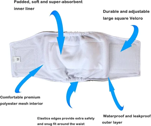 Vista 2 de Pañales envolventes reusables para perros machos, banda para barriga para cachorros lavable, Teamoy