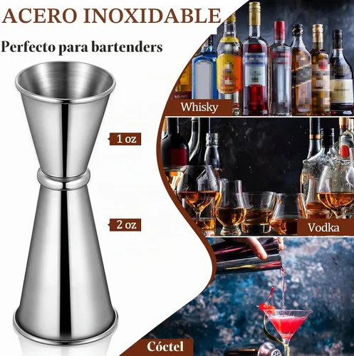 Vista 2 de Yaomiao Jigger de 2 onzas y 1 oz para bartending doble cóctel jigger japonés Jigger taza medidora de acero inoxidable para el hogar, bar, licor