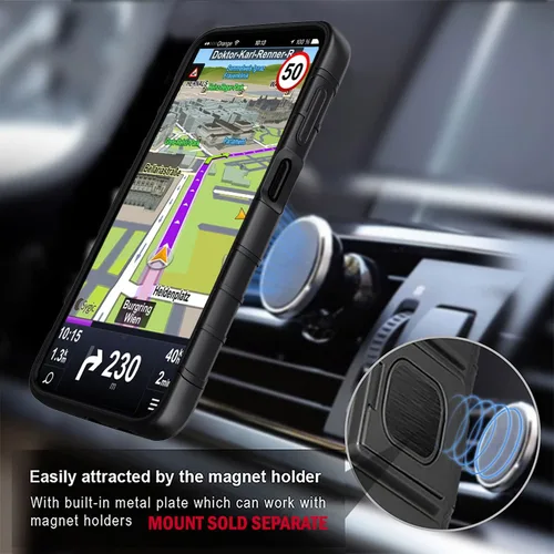 Vista 8 de Funda con clip para Galaxy XCover 6 Pro, Nakedcellphone Funda de agarre de anillo resistente con soporte [placa de montaje integrada]
