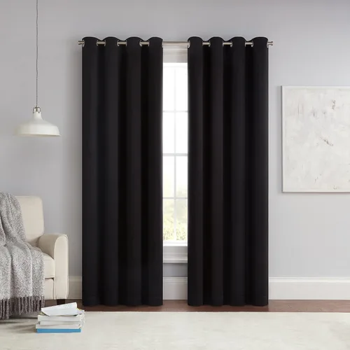 Vista 24 de Eclipse Thermapanel Cortina lisa de ventana moderna para oscurecer la habitación, con bolsillo para cortinero, para dormitorio (1 panel), 54 x 63