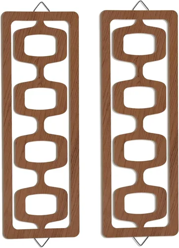 Vista 8 de CroBlissful 2 piezas de arte de pared moderno de mediados de siglo, madera, acentos decorativos de elegancia de mediados de siglo, escultura