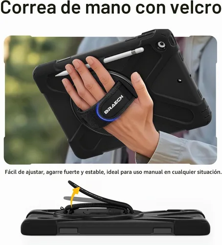 Vista 8 de BRAECN Funda para iPad de 9ª/8ª/7ª Generación, Funda Resistente a Prueba de Golpes con Protector de Pantalla, Soporte para Lápiz, Soporte para Tapa