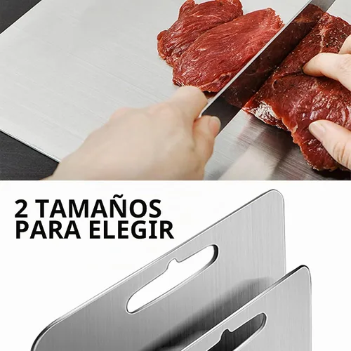 Vista 4 de Tabla de cortar de acero inoxidable para cocina, tabla de cortar resistente (XL, 16.1 pulgadas de largo x 12.6 pulgadas de ancho)