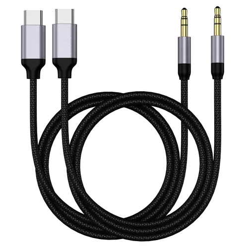 Vista 8 de Aux a USB C, paquete de 2 cables USB C a conector auxiliar de audio de 3.28 pies a 0.138 in, cable estéreo para automóvil compatible con iPhone 16