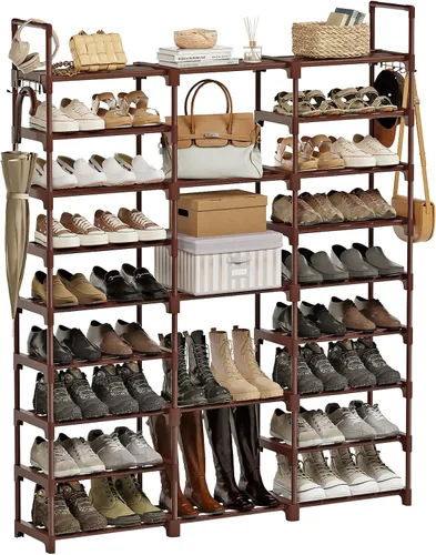 Vista 9 de WOWLIVE Zapatero de 9 niveles, almacenamiento de zapatos, organizador de zapatos de 30-35 pares, unidad de torre de zapatos, estante de tubos