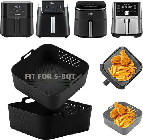 Vista 7 de LYHOLKEER Forros de silicona para freidora de aire Chefman de 6 cuartos de galón, Instant Pot Vortex Plus 6QT XL, 1 cesta cuadrada de silicona