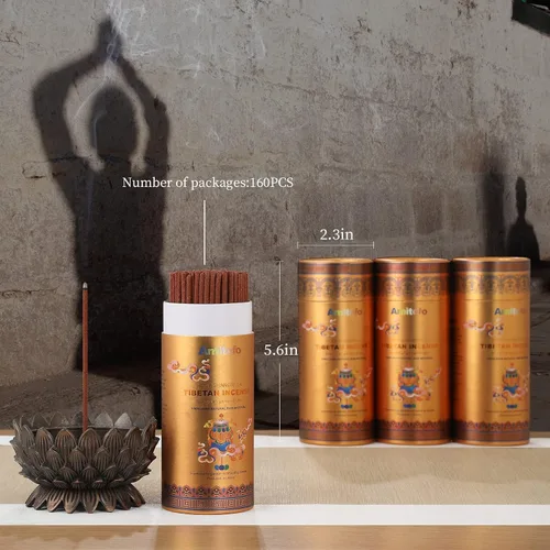 Vista 5 de Varillas de incienso tibetano – Monjes del Tíbet Meditación Natural Curación Incienso de la Paz (160 varillas) Receta secreta de incienso budista