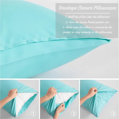 Vista 4 de NTBAY Juego de 2 fundas de almohada estándar, paquete de 2 fundas de almohada de microfibra cepillada de 20x26, suaves, resistentes a las arrugas, a