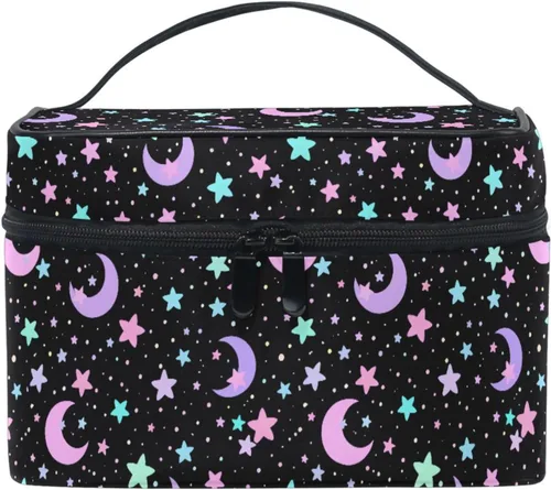 Vista 45 de Bolsa de Maquillaje, Estuche de Maquillaje Organizador de Viaje con Diseño de Calavera y Flores, Estuche de Cosméticos, Bolsas de Aseo para Niñas
