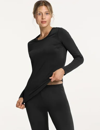 Vista 3 de TSLA Conjunto de ropa interior térmica para mujer, vellón suave, pantalones largos, primera capa cálida para invierno, parte superior e inferior