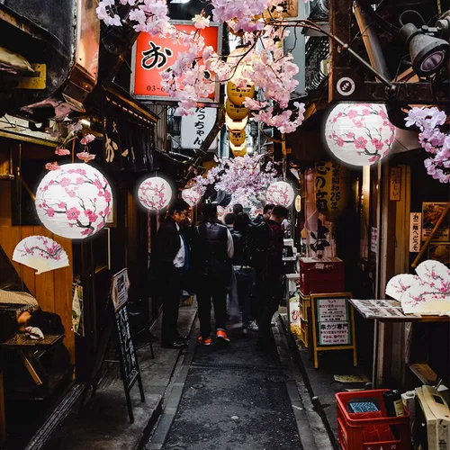 Vista 4 de LYART 4 piezas de pantalla de lámpara de papel con diseño de cereza china/japonesa para restaurante, iglesia, regalo de boda, favores de fiesta