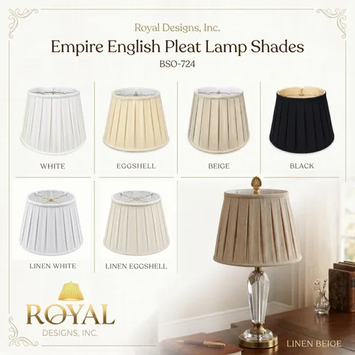 Vista 6 de Royal Designs, Inc. Empire English Pleat Lamp Shade, BSO-724-14BG, 10 x 14.5 x 10, Beige