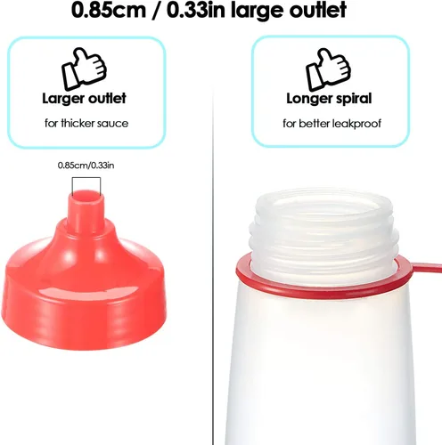 Vista 2 de Botella exprimidora de condimentos para salsas de boca ancha, botellas de plástico para condimentos, pintura, salsa de tomate, mostaza, aceite