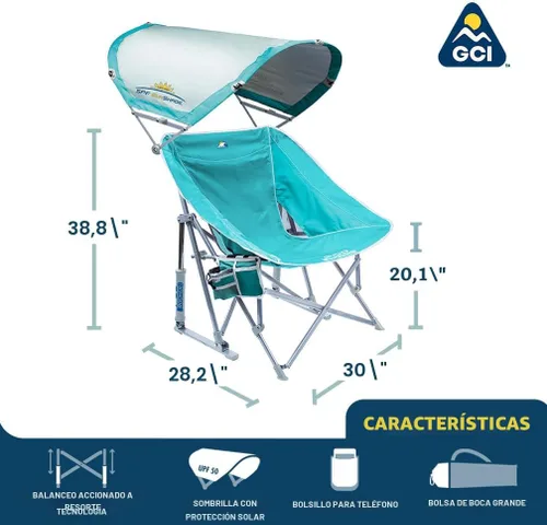 Vista 2 de GCI Outdoor Waterside Pod Rocker - Mecedora para exteriores con toldo parasol