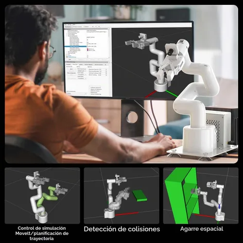 Vista 5 de Yahboom Jetson Nano - Brazo robot colaborativo de 4 GB ROS programable OpenCV para ingenieros mecánicos, 7Dof con pinza adaptativa