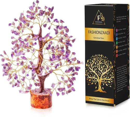 Vista 8 de FASHIONZAADI Árbol de cristal de amatista, decoración de amatista para energía positiva, decoración de piedra curativa, regalos curativos