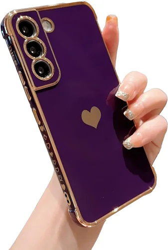 Vista 45 de phylla Funda de teléfono compatible con Samsung Galaxy A12 de 6.5 pulgadas, lindo corazón chapado en oro, elegante funda de lujo para mujer