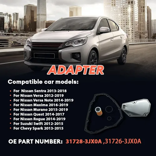 Vista 5 de TRANSPEED JF015E RE0F11A Kit de filtro de aceite de transmisión de metal y junta de bandeja compatible con Nissan Sentra Tiida Versa Note Suzuki