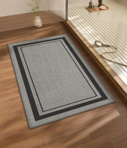 Vista 65 de chakme Juego de 2 alfombras de baño ultrafinas, absorbentes, antideslizantes, lavables a máquina, color beige oscuro, 17 x 24 pulgadas + tapete