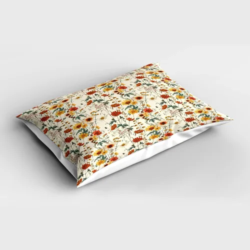 Vista 2 de Lunarable Juego de 2 fundas para almohada de otoño, tema vintage otoñal con estilo granja, ilustración de flores silvestres, artículo de cama