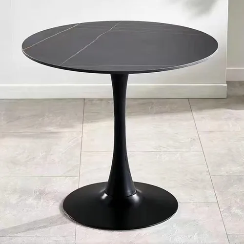 Vista 10 de HM&DX Mesa de comedor redonda con parte superior de mármol sintético y base de pedestal, moderna mesa de ocio para bar, mesa auxiliar de espacio