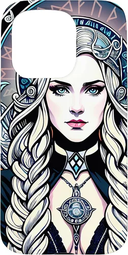 Vista 14 de iPhone 16 Skadi Diosa nórdica, mito vikingo nórdico, runas, estuche de arte nórdico