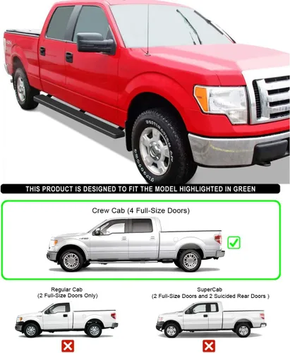 Vista 4 de Estribo iBoard para camioneta pickup Ford 2009 a 2014, F150 con cabina SuperCrew, de 4 puertas., Negro Aluminio negro