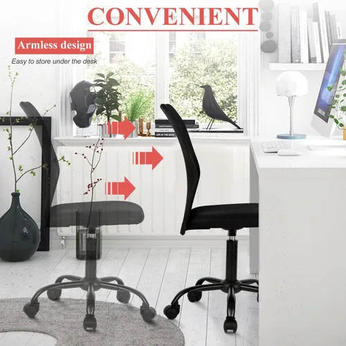 Vista 6 de Silla de oficina en casa, silla ergonómica de escritorio con respaldo medio, silla de computadora moderna de altura ajustable, silla giratoria