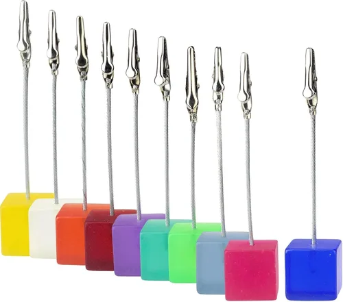 Vista 2 de Memo Clip Holders Stand with Alligator Clasp 50 PCS Cube Stand Photo Holders,Resin Base Memo Note Clips,Table Wedding Place Card Clamp(Aqua)